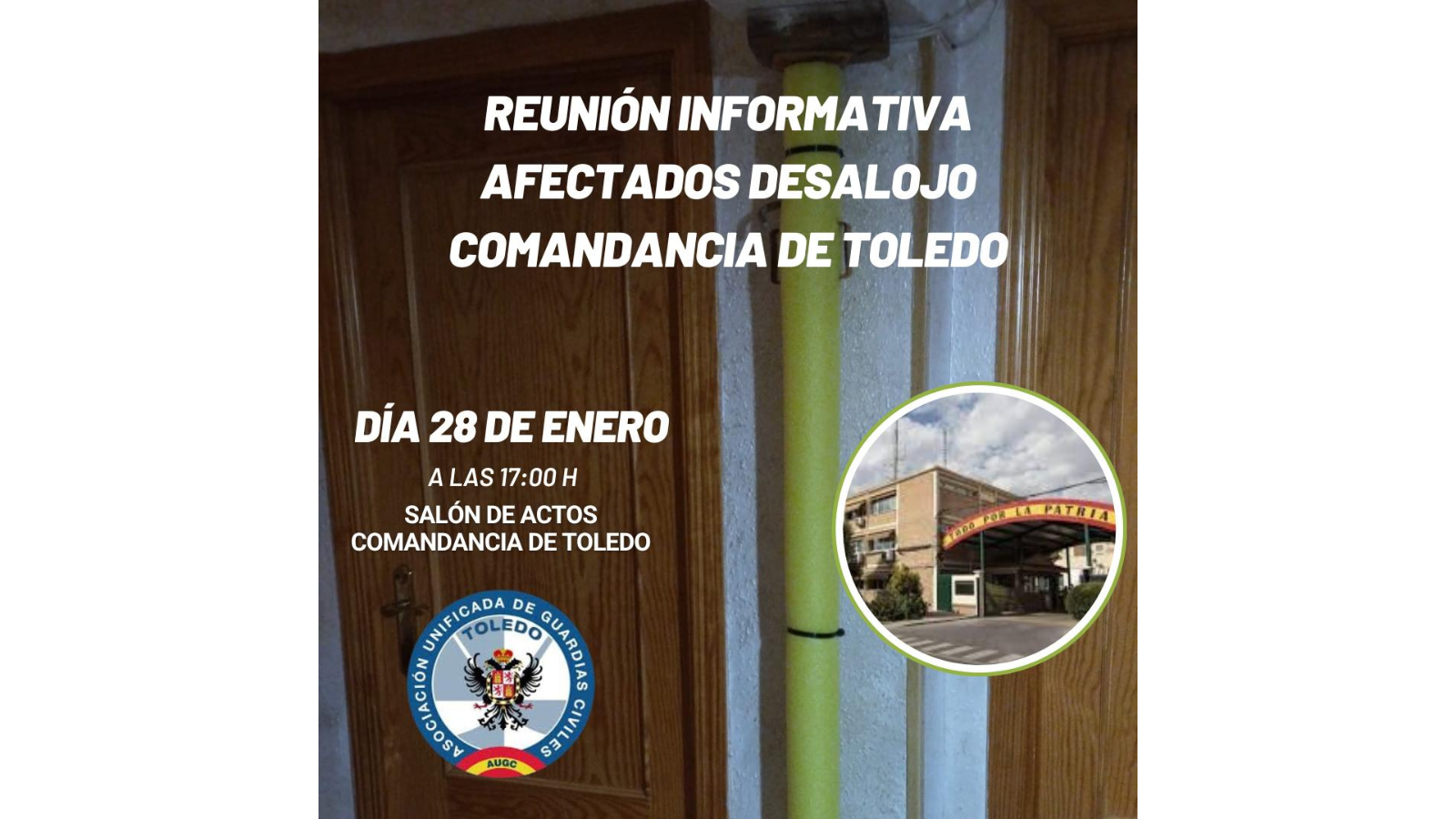 Reunión informativa sobre el desalojo urgente en la comandancia de Toledo.