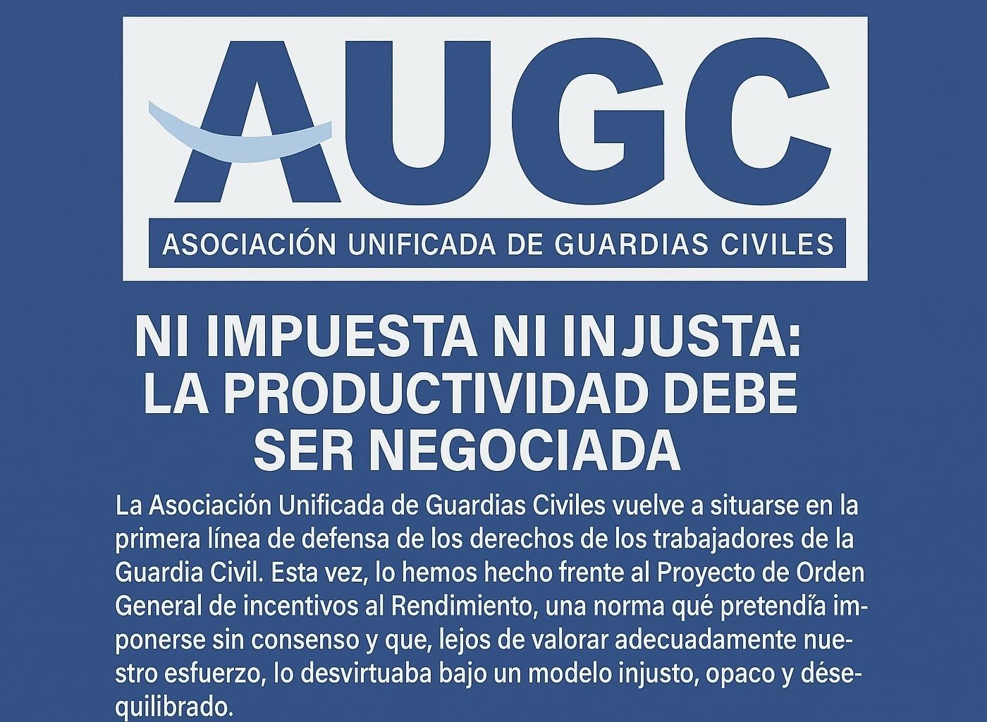 Ni impuesta ni injusta. La productividad en la Guardia Civil debe ser negociada