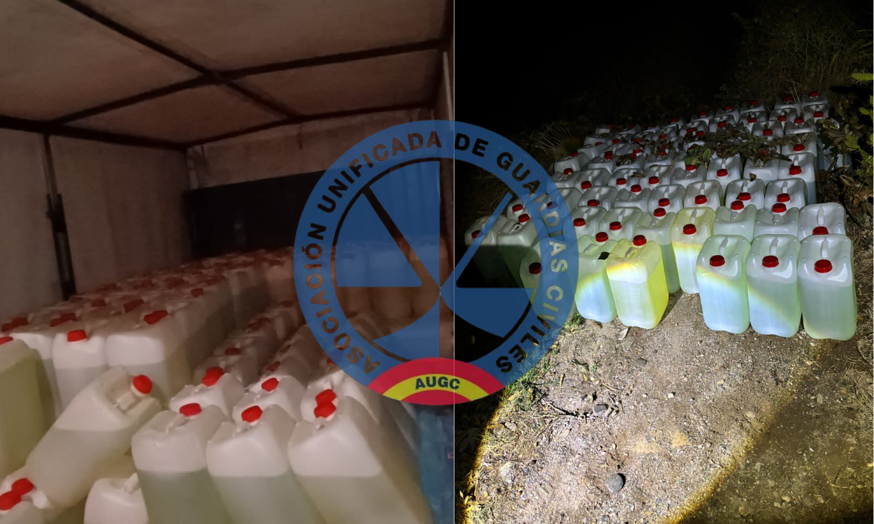 Petacas de combustible incautadas.