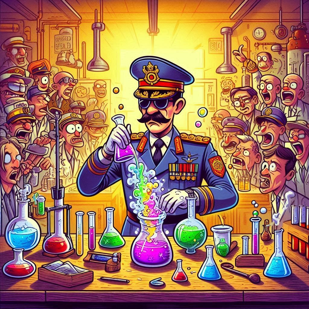 Laboratorio tubos de ensayo con público.