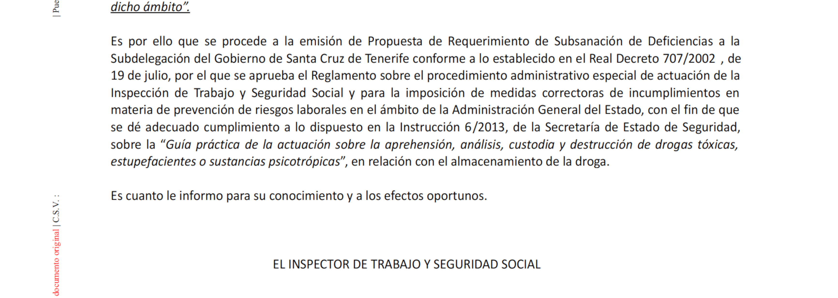 Requerimiento de Inspección de trabajo ante denuncia de AUGC