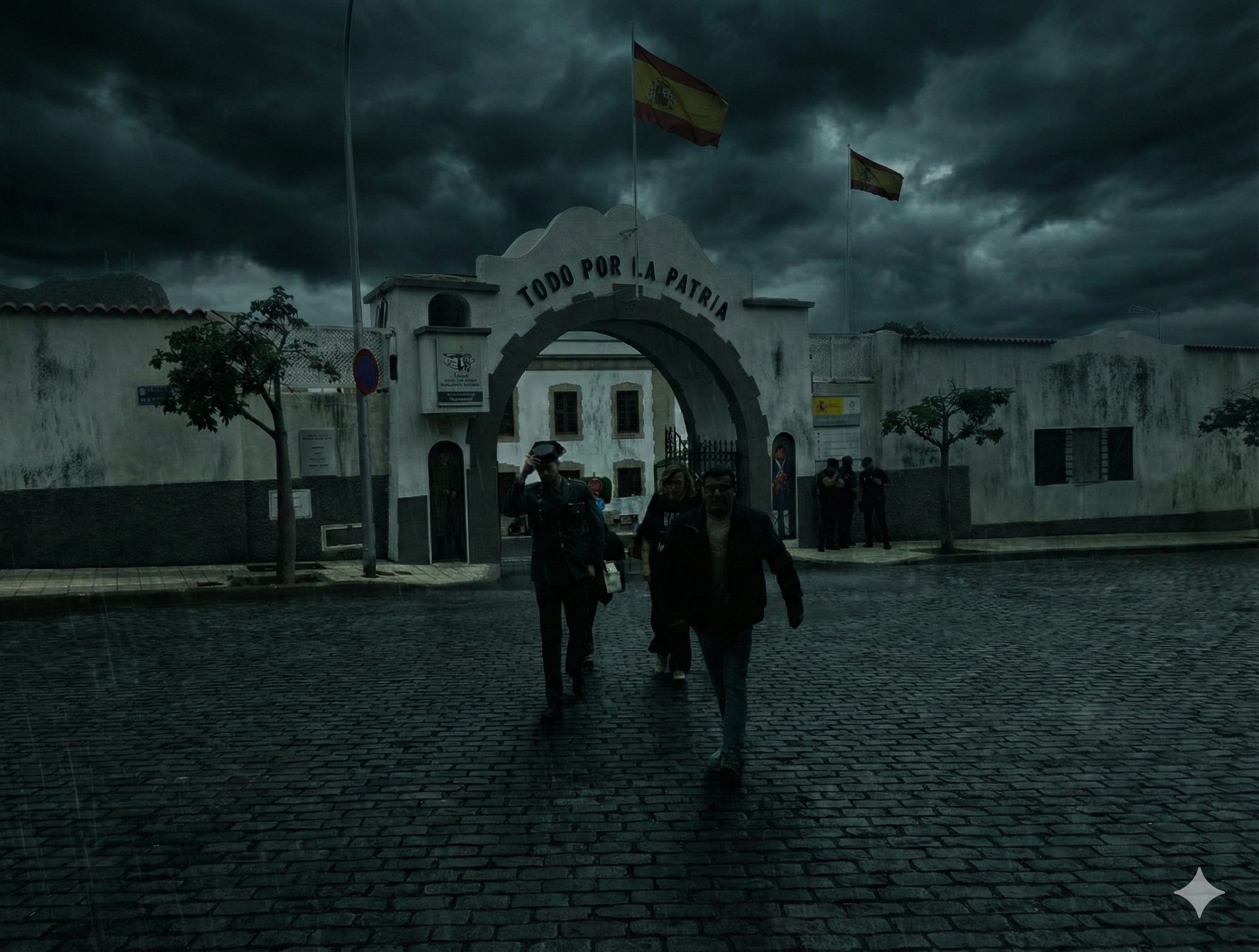 Guardia Civil saliendo de la sede del tribunal militar de Tenerife