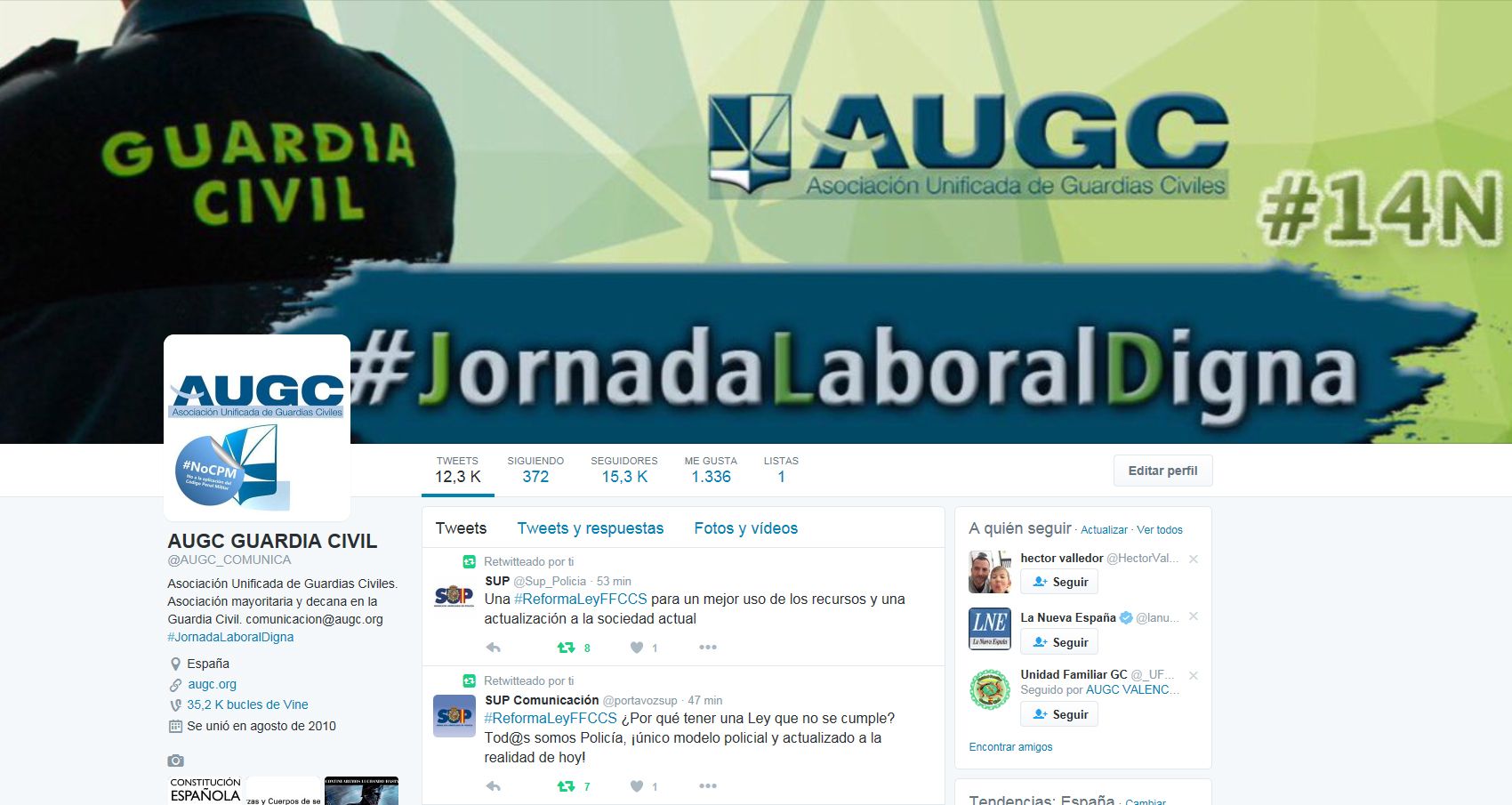 Cuenta en Twitter de AUGC