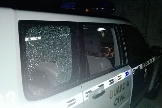 Estado en el quedó el vehículo tras la agresión.