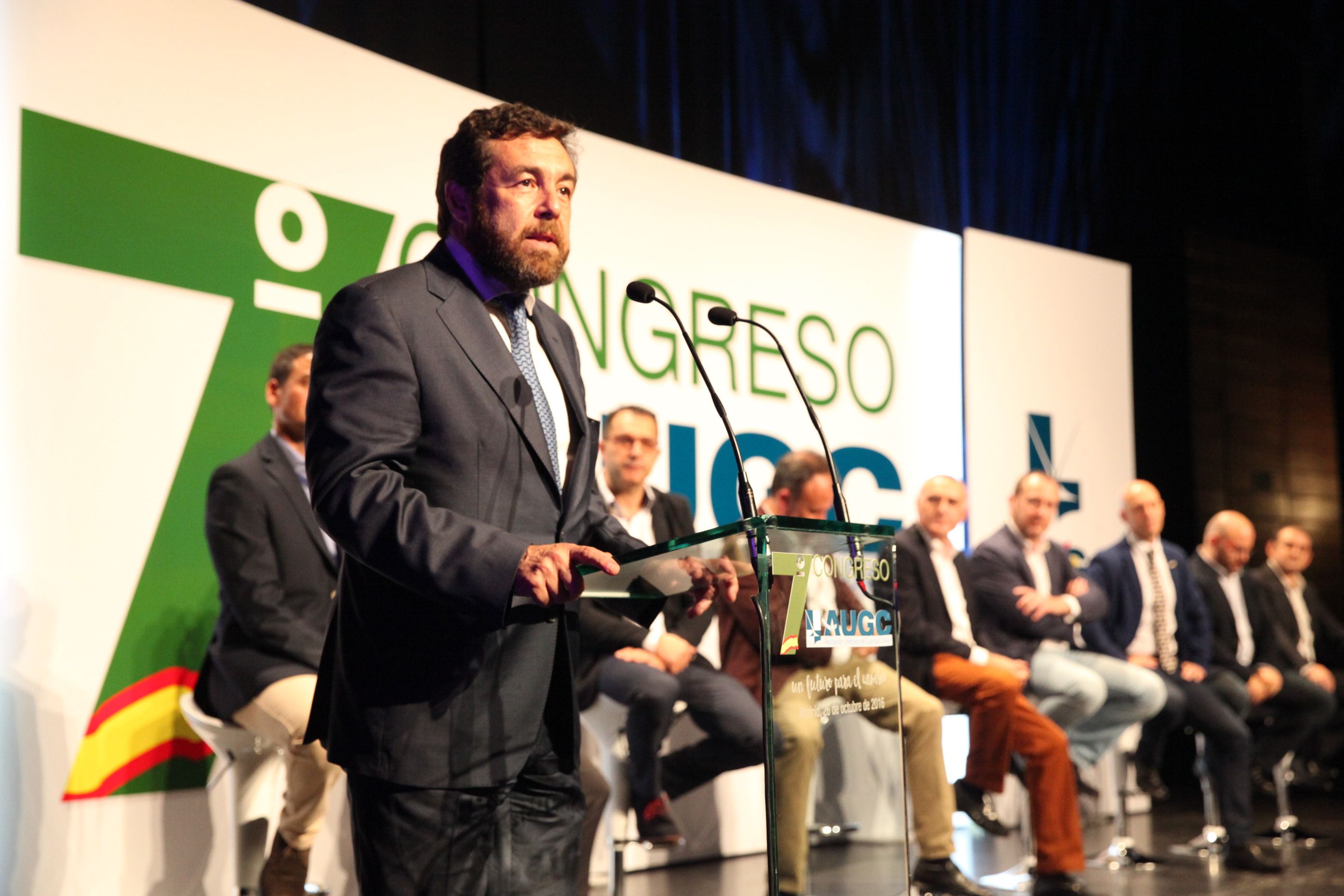 El diputado y Portavoz Suplente del Grupo Parlamentario Ciudadanos,Miguel Gutiérrez, durante su intervención en el 7º Congreso Nacional de AUGC, el pasado 26 de octubre.