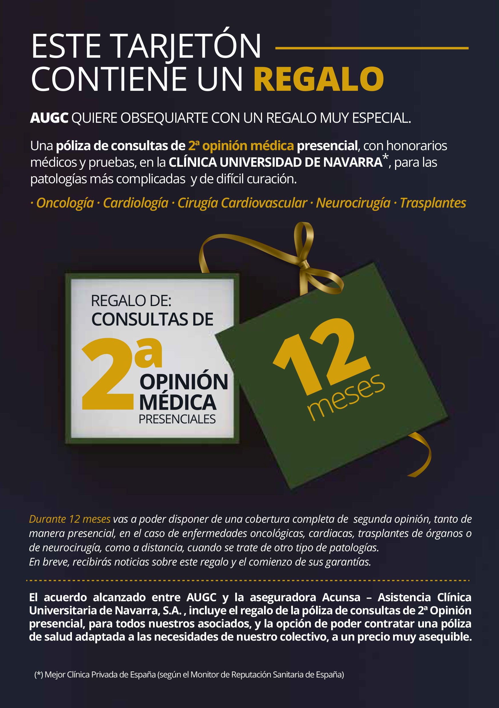 El acuerdo entre AUGC y Acunsa garantiza una segunda opinión médica gratuita para todos los afiliados.