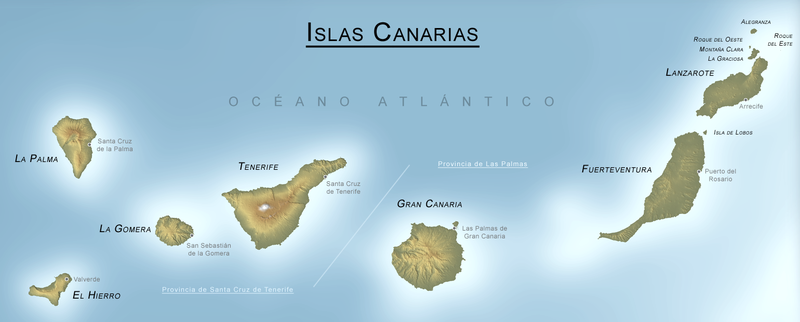 Mapa de las Islas Canarias.