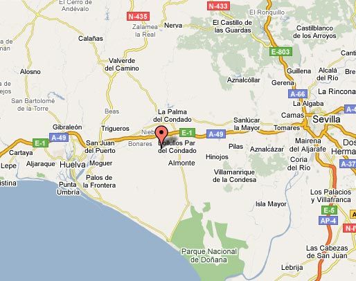 Localización de la localidad onubense de Bollullos del Condado.