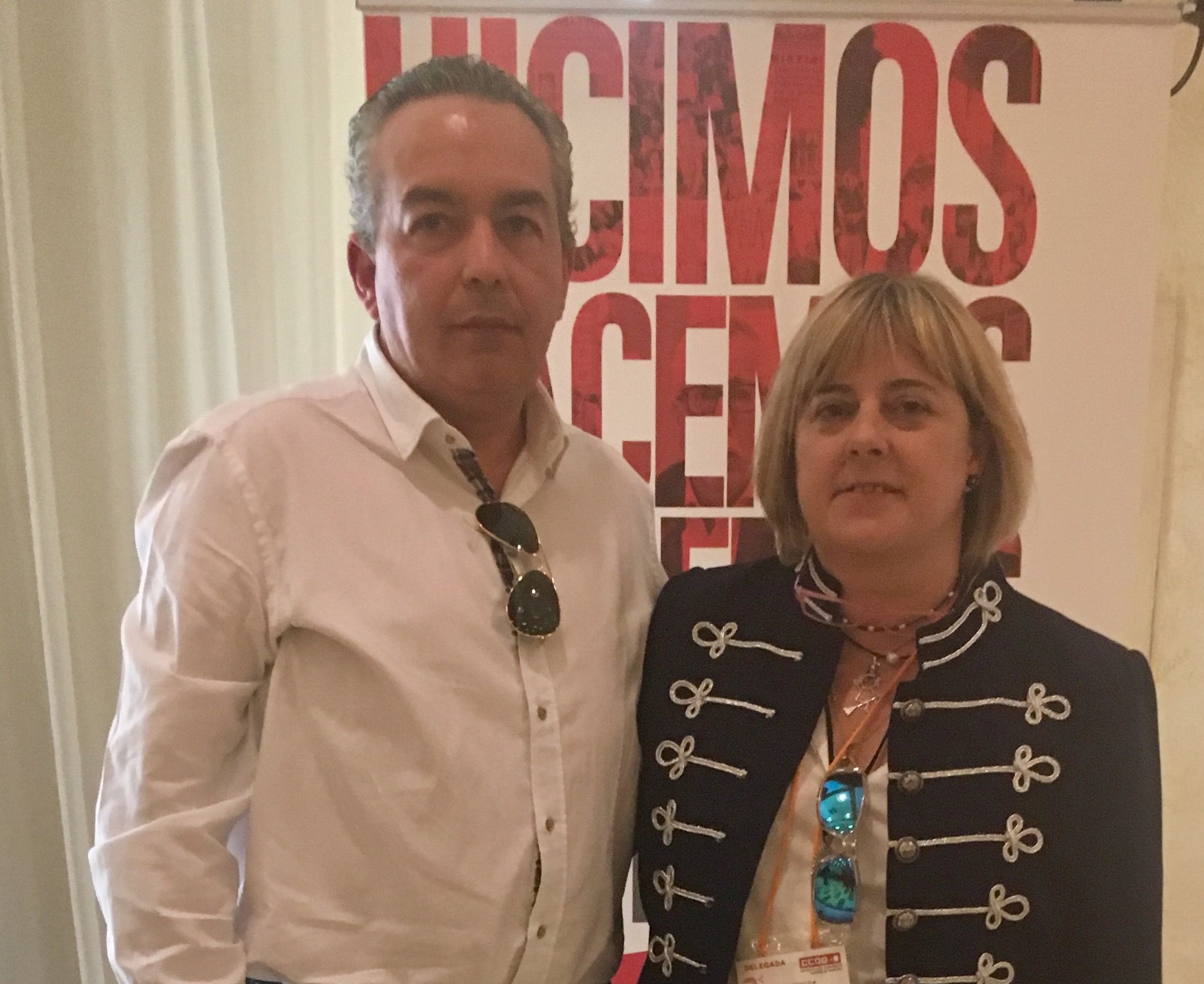 El secretario general de la Federación de Castilla-La Mancha de AUGC, Francisco Javier García Peña, con la Secretaria General de la FSC de Comisiones Obreras en esta comunidad, Carmen López