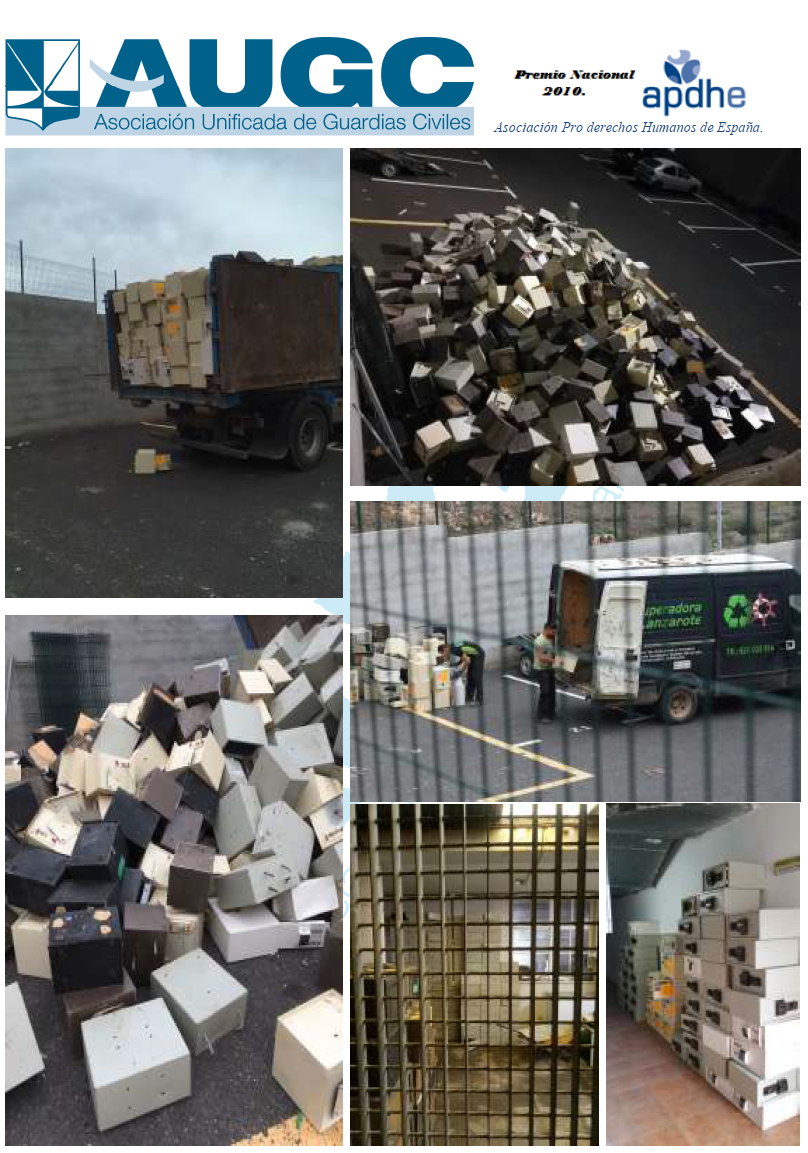 Fotografías del almacén de residuos sólidos en dependencias oficiales.