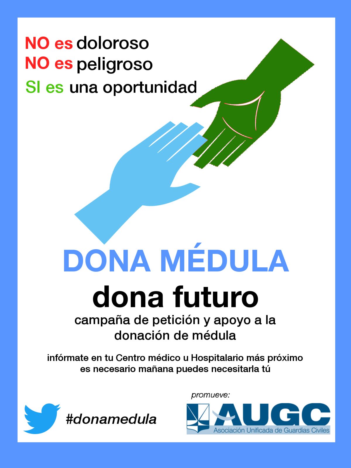 Cartel de campaña de donación de médula ósea entre guardias civiles.