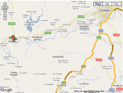 Localización de la localidad cordobesa de Posadas.