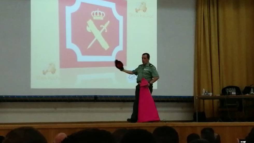 Un momento de la clase 'taurina' en Baeza.