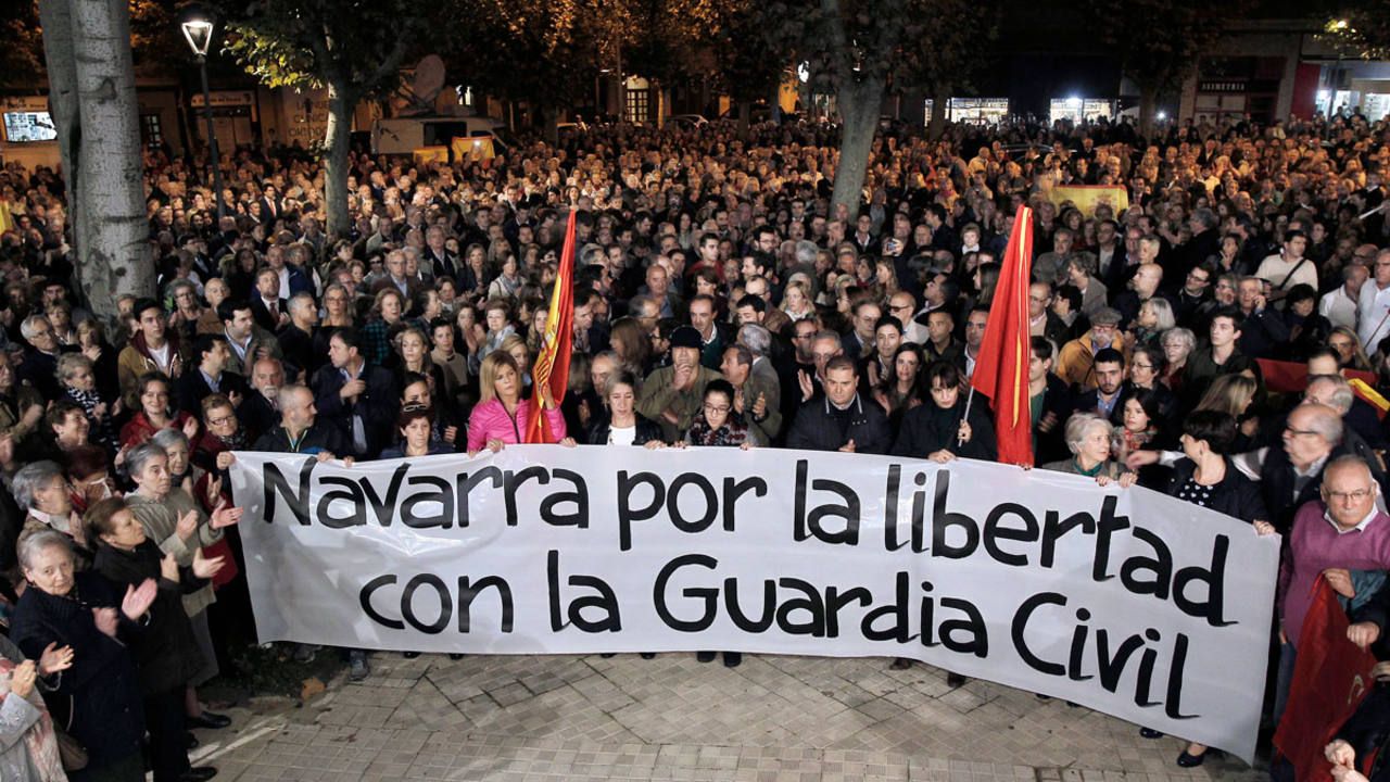 Concentración celebrada en Pamplona en apoyo a la Guardia Civil tras las agresiones de Alsasua.