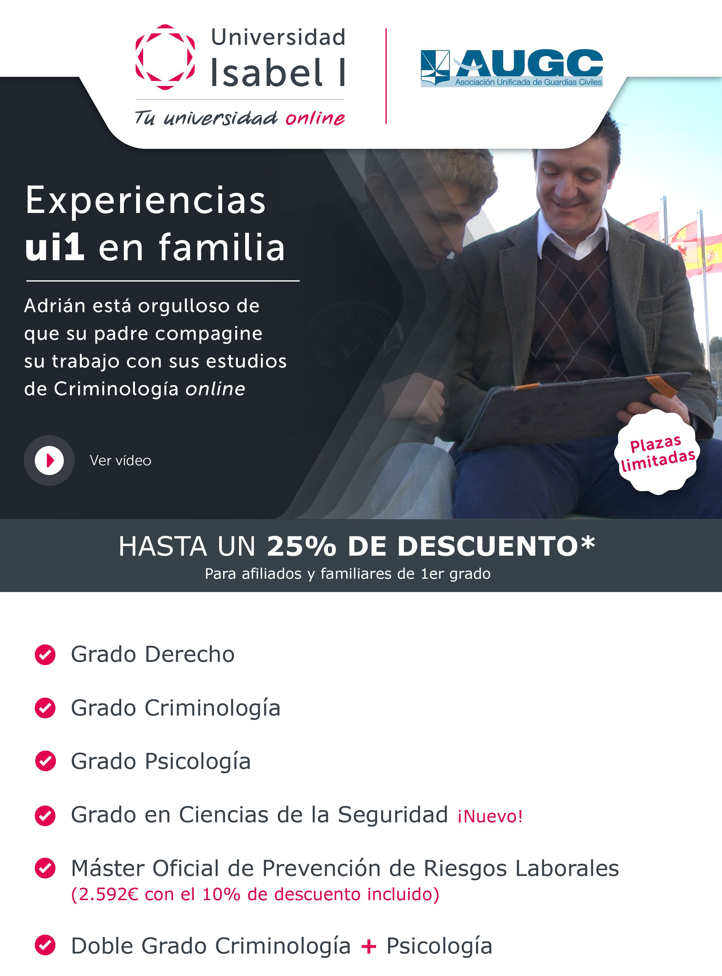 Oferta para afiliados de AUGC de la Universidad Isabel I
