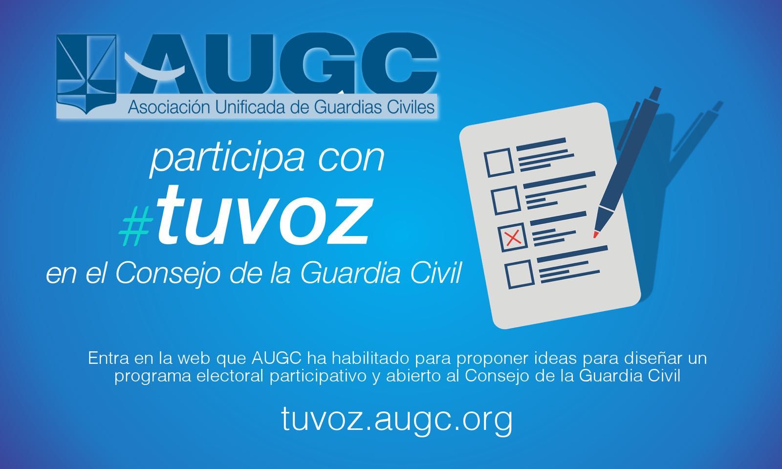 Cartel para promocionar la participación de los afiliados en la confección del programa electoral de AUGC.
