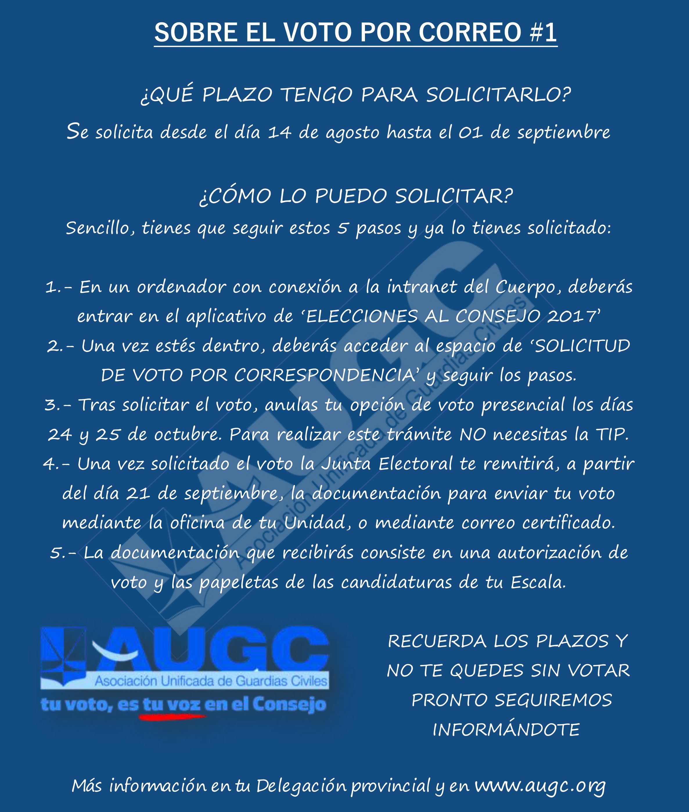 Instrucciones para ejercer el voto por correo en las elecciones al Consejo.