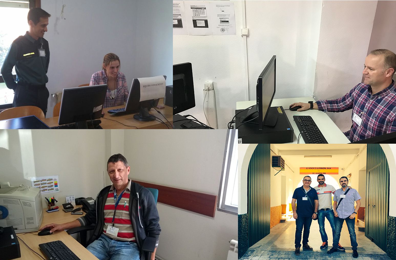 Desde arriba a la izquierda, y siguiendo el movimiento de las agujas del reloj: votando en Cantabria, Valencia, Morón de la Frontera (Sevilla) y Pontevedra.