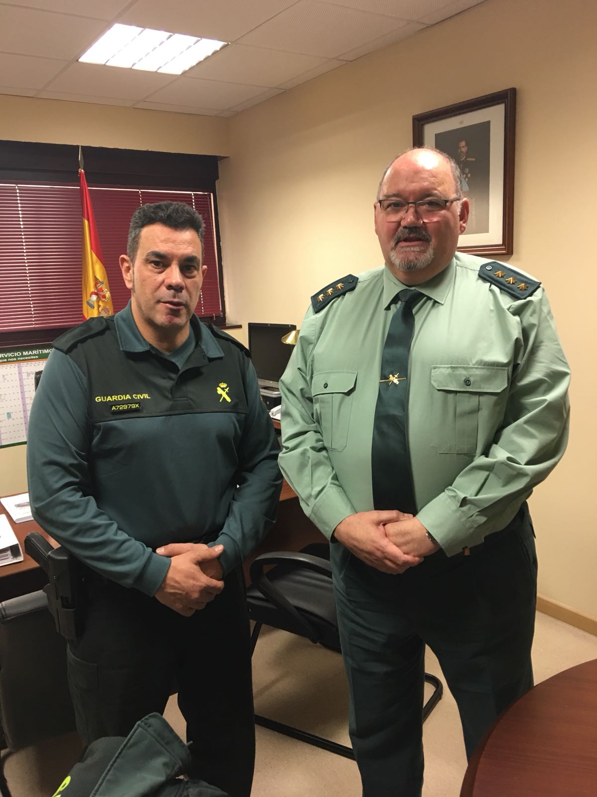 Francisco Cecilia, secretario general de AUGC Madrid, junto con el coronel de Asuntos Generales de la DGGC