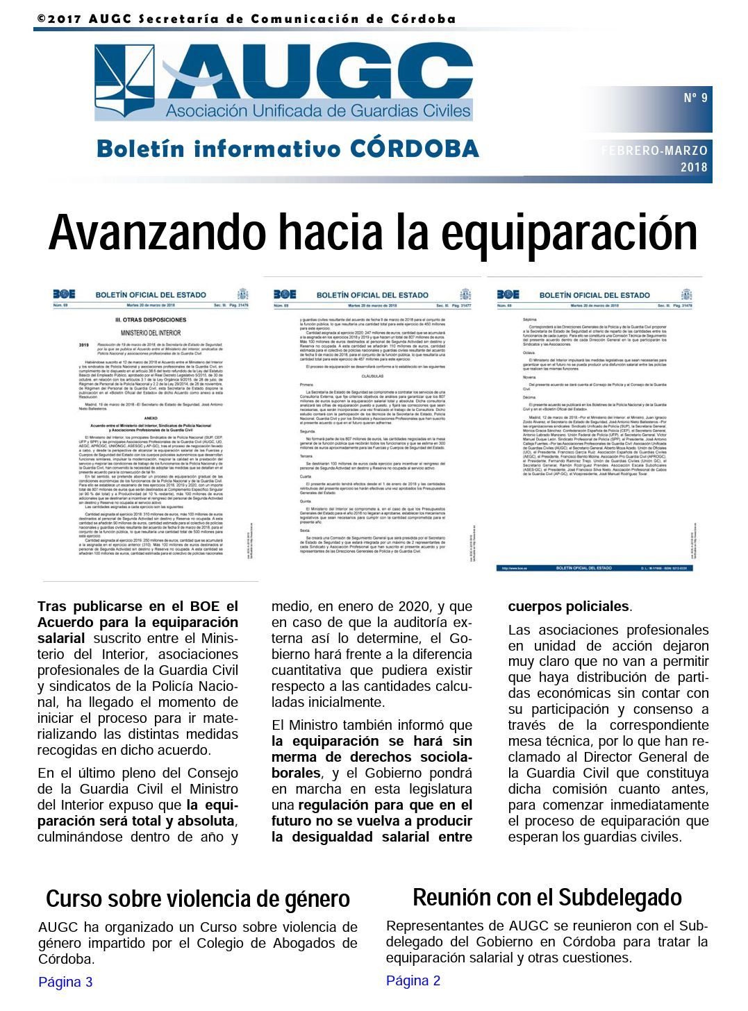 Portada del boletín nº 9 de AUGC Córdoba