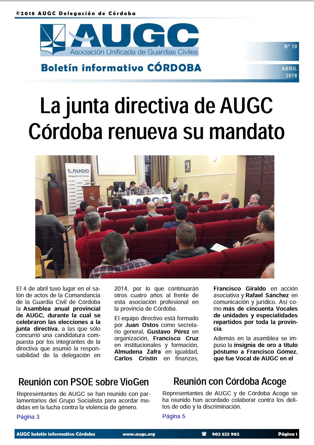 Portada del boletín nº 10 de AUGC Córdoba