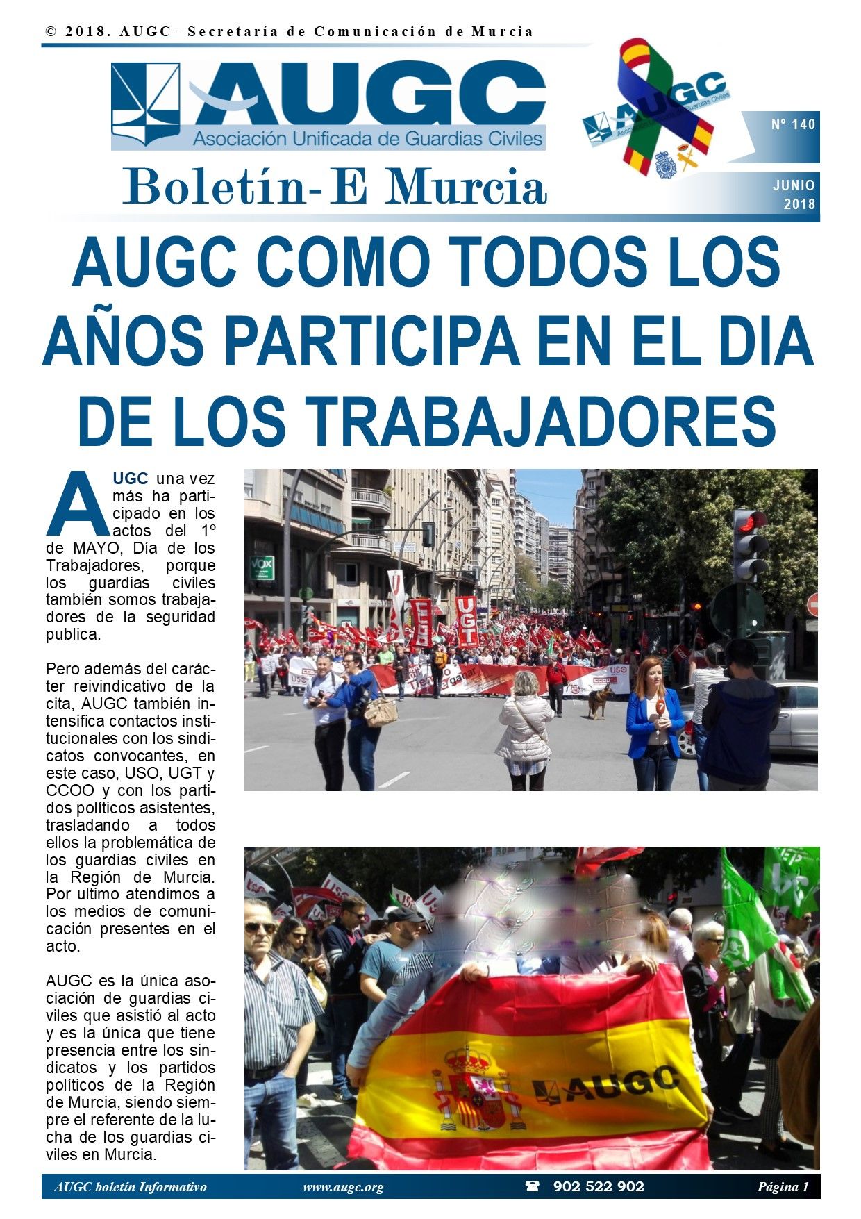 Portada del boletín de mayo de AUGC Murcia.