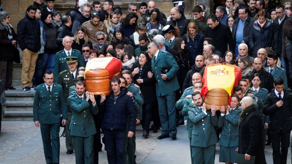 Despedida multitudinaria en Alcañiz (Teruel)  a los dos compañeros asesinados por Igor el Ruso.