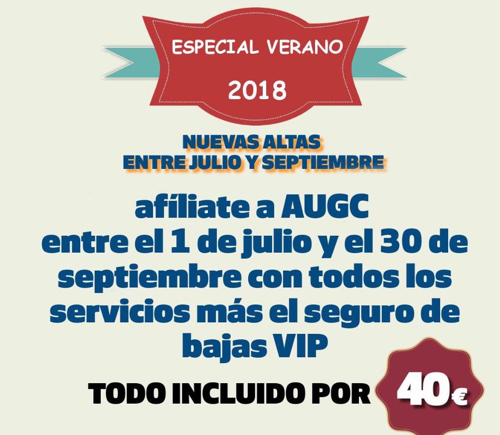 Cartel de la campaña de afiliación de AUGC Verano 2018.