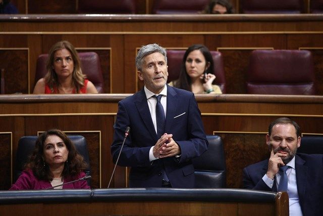 El ministro del Interior, Fernando Grande-Marlaska, interviene en el Congreso de los Diputados.