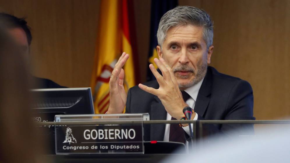 El ministro del Interior, Fernando Grande-Marlaska, durante su comparecencia de esta mañana en el Congreso. Foto: EFE
