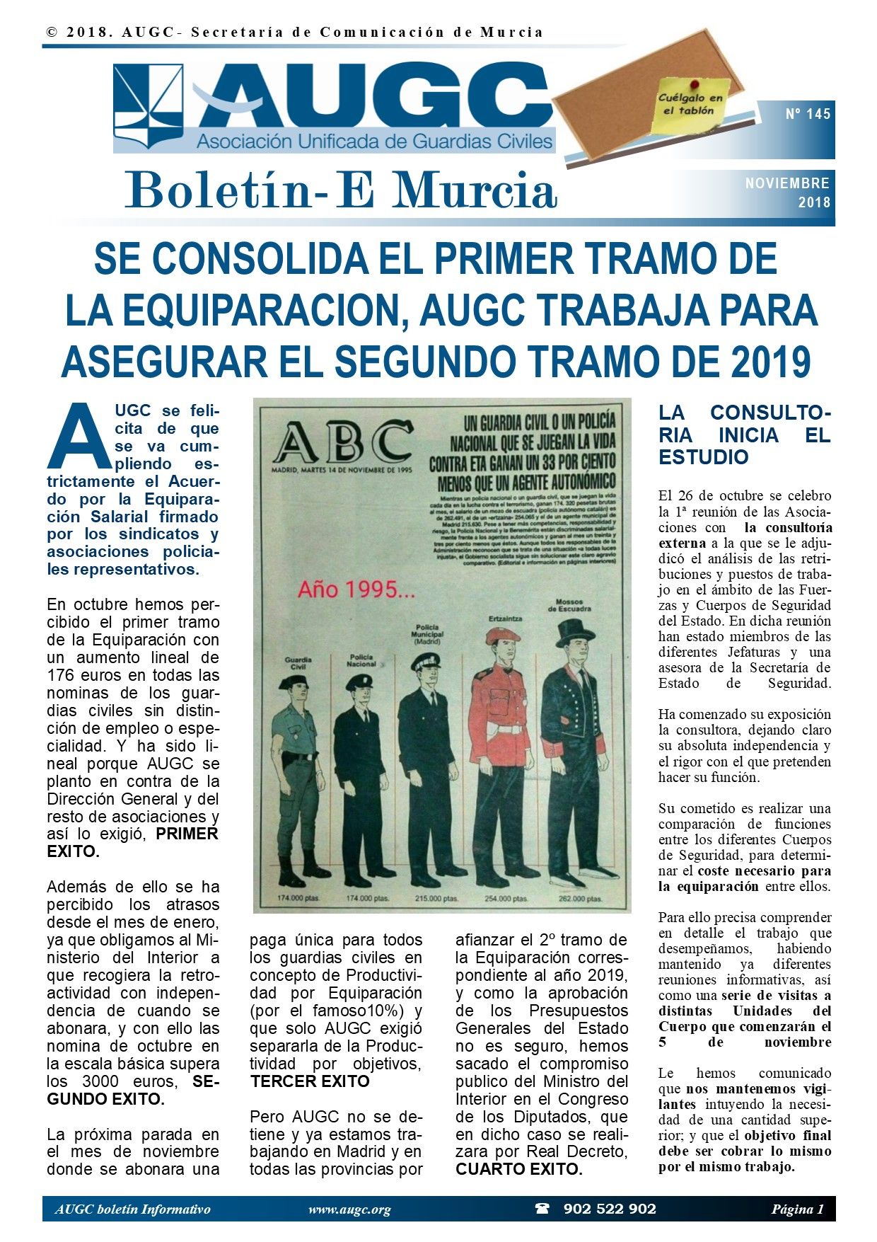 Portada del último boletín de AUGC Murcia.