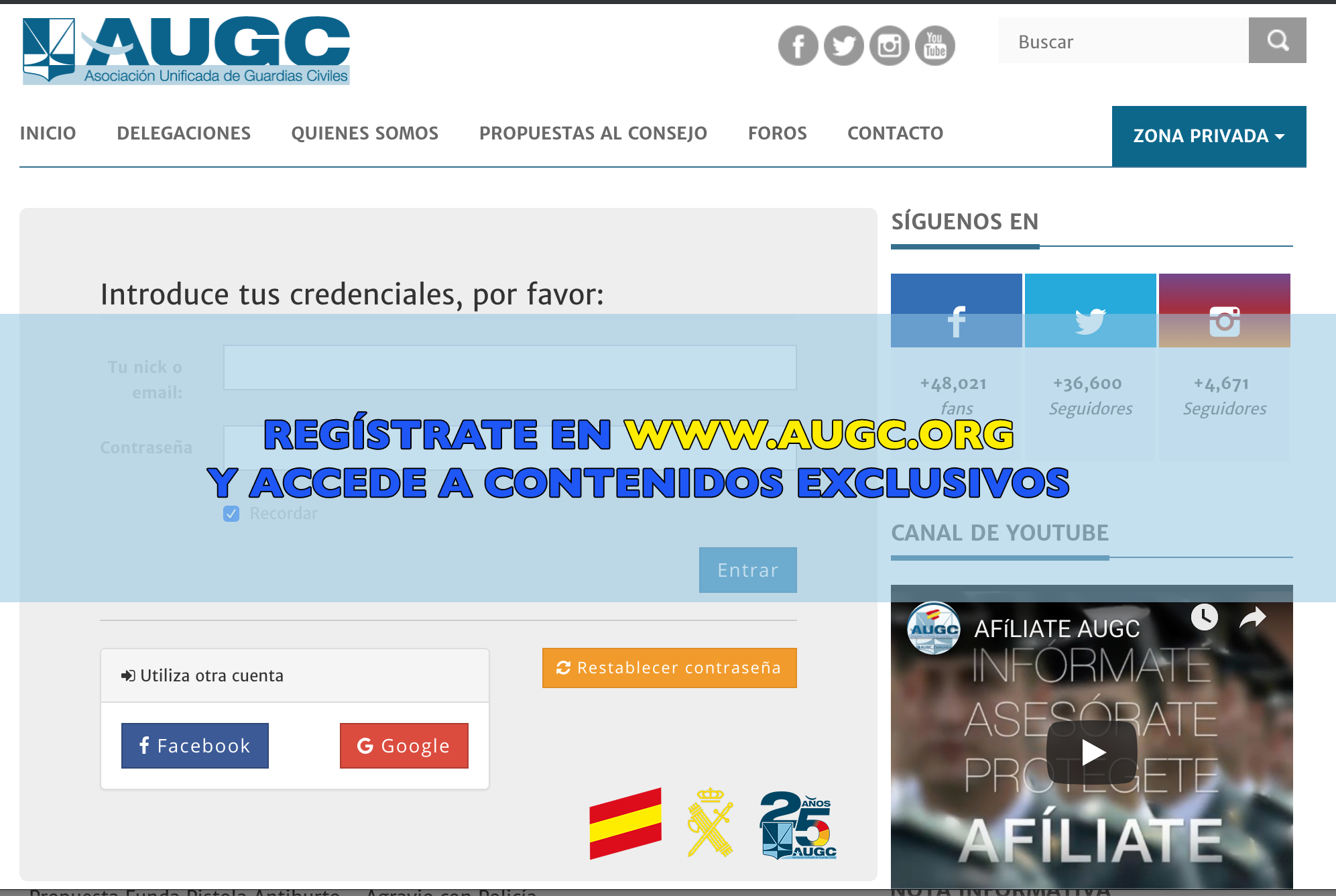 Registrarse en el portal web de AUGC es rápido y sencillo.