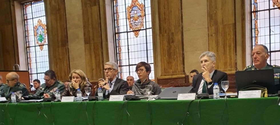 María Gámez, en el centro, durante el pleno celebrado el pasado mes de enero.