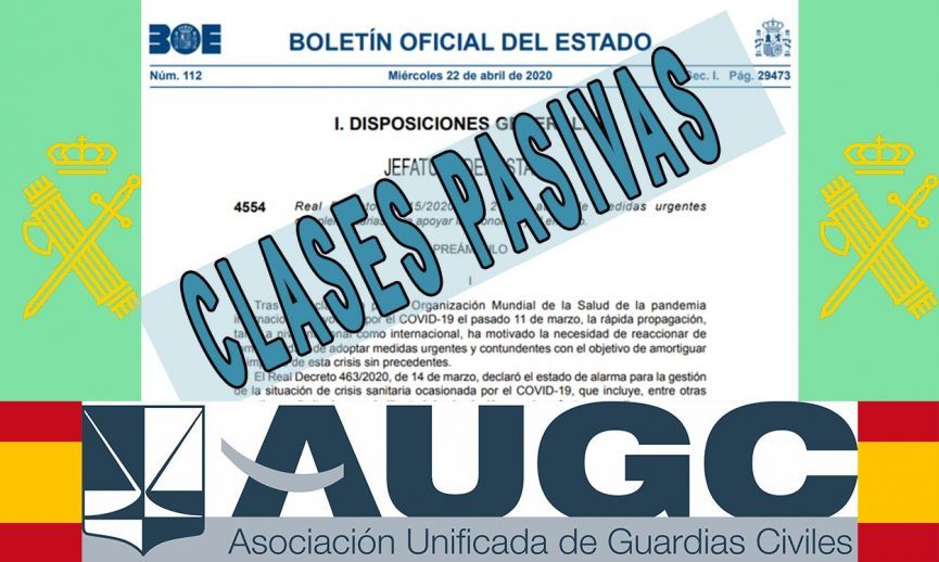 AUGC ya tranquilizó en su momento a sus afiliados respecto a la continuidad de los guardias civiles en el régimen de clases pasivas.