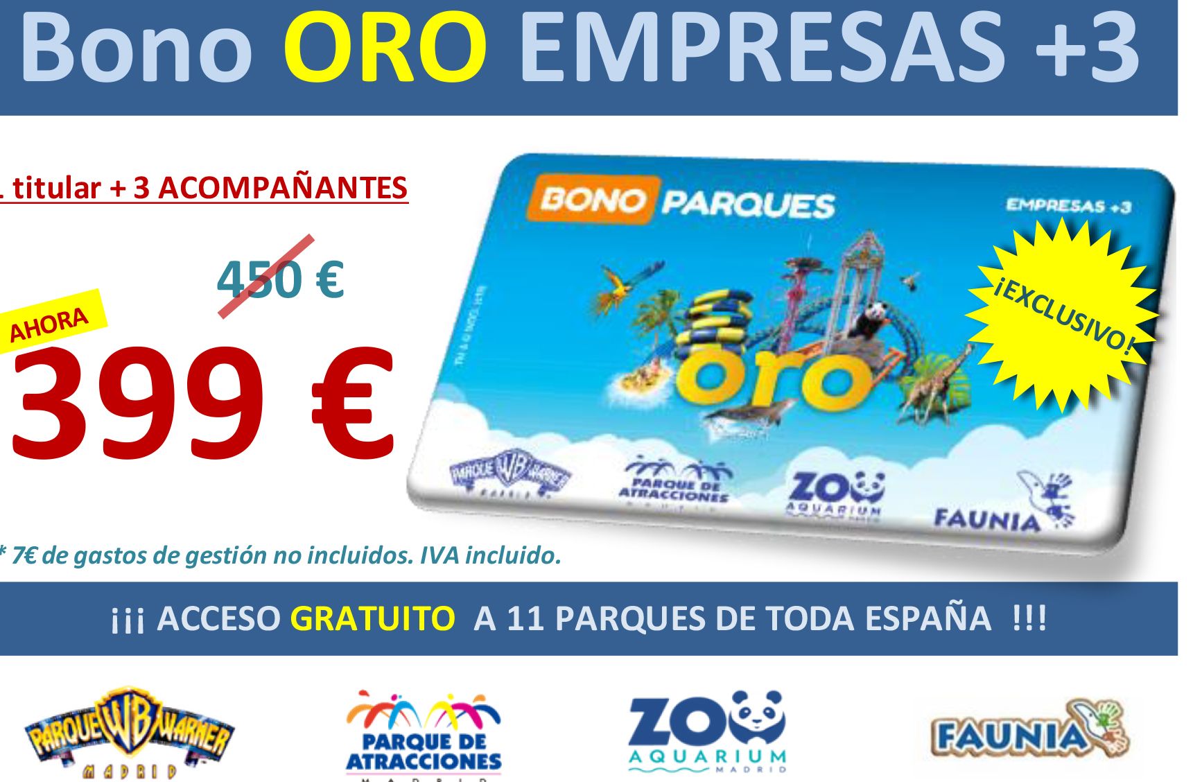 Oferta para que los afiliados de AUGC puedan disfrutar de once parques en toda España.