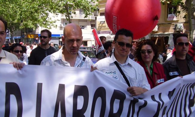 Miguel, en una manifestación del 1 de Mayo en Valencia.