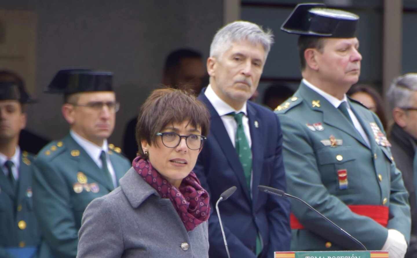 La directora general de la Guardia Civil, María Gámez, con el ministro del Interior, Fernando Grande Marlaska.