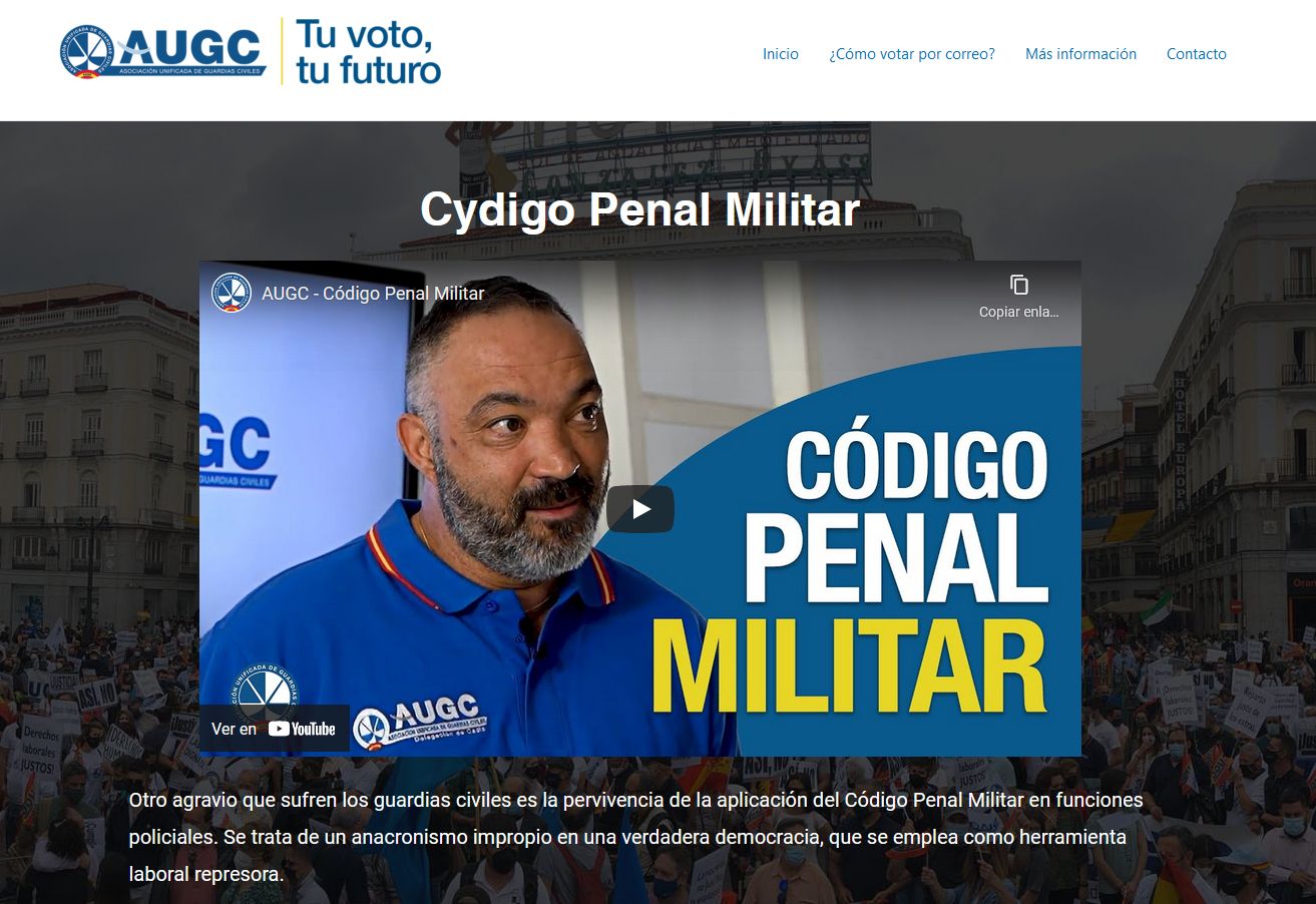 Captura de pantalla de la web especial de AUGC de cara a las elecciones al Consejo.