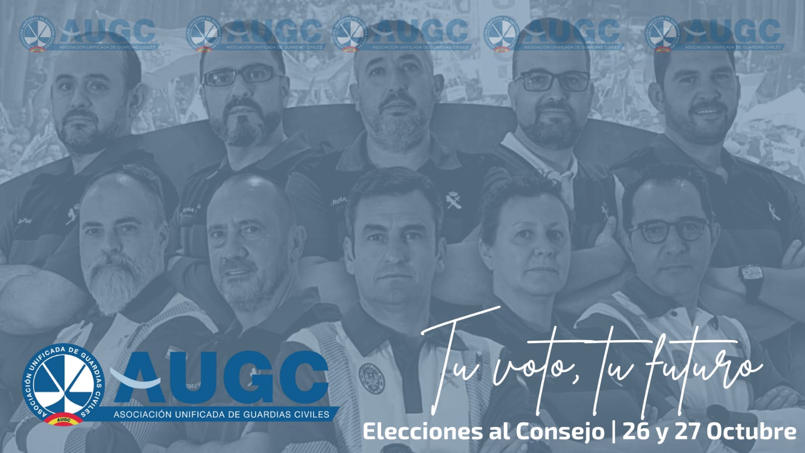 Cartel electoral de AUGC, con el lema 'Tu voto, Tu futuro'