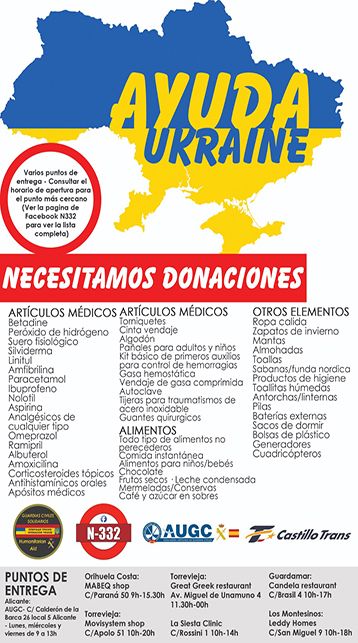 Cartel de la “Operación Trizub”, organizada para ayudar a refugiados ucranianos.