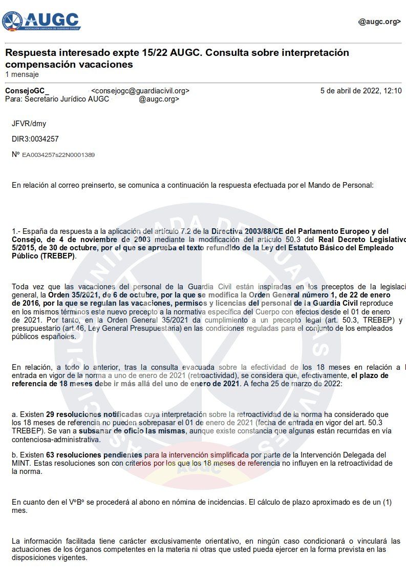 Notificación del abono de las vacaciones no disfrutadas tras la relación laboral. Notificación del abono de las vacaciones no disfrutadas tras la relación laboral.