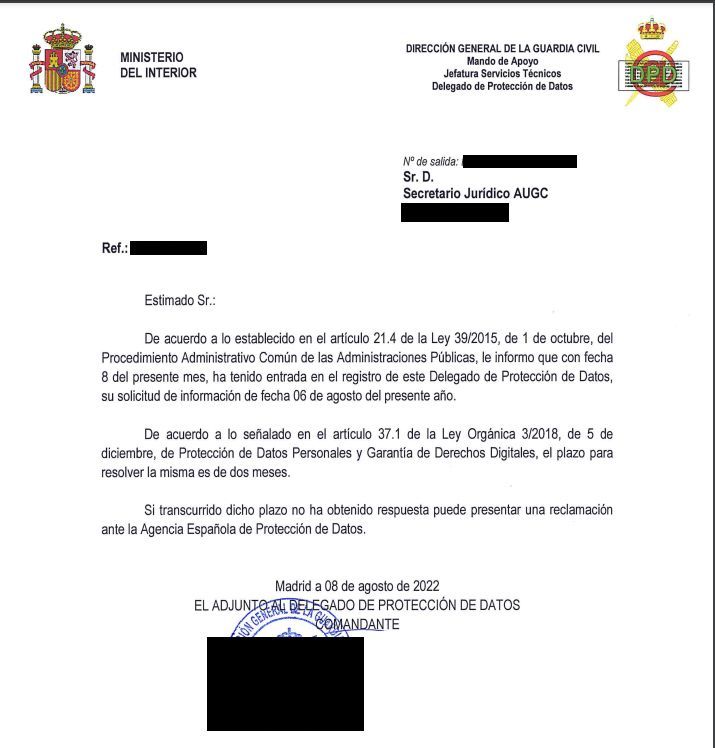 Acuso de recibo del requerimiento. La petición ya está en la Jefatura de Servicios Técnicos y, si fuera necesario, nos dirigiremos a instancias europeas.