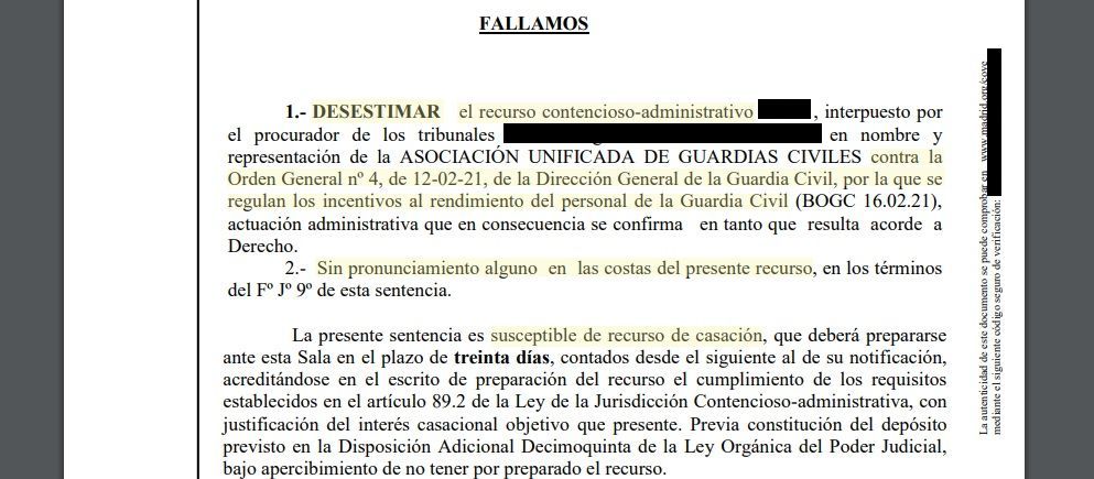 Extracto del fallo de la sentencia.