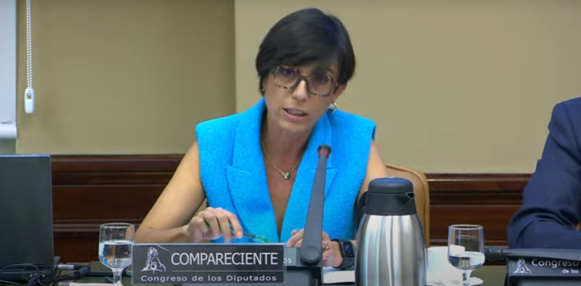 María Gámez durante la comparecencia de hoy en la Comisión de Interior.