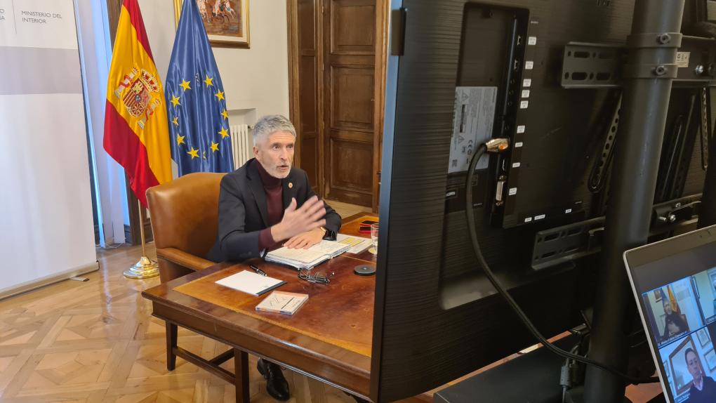 Grande-Marlaska durante la reunión con los máximos responsables de la lucha contra la violencia de género. Fotografía: Ministerio del Interior.